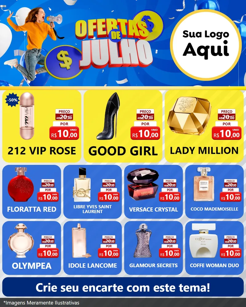 Modelo de Rede Social para Feed Instagram com o tema Ofertas de Julho para Perfumes