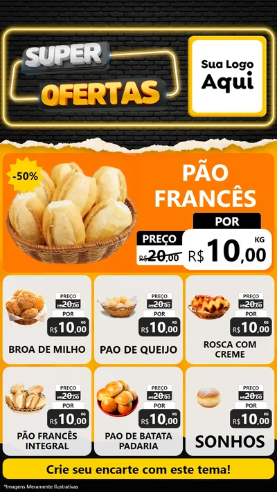 Modelo de Rede Social para Stories com o tema Super Ofertas para Padaria