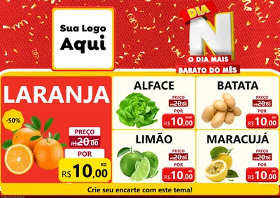 Modelo de Encarte para Encarte A4 Horizontal com o tema Dia N o Dia Mais Barato do Mês para Hortifrúti
