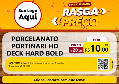 Modelo de Cartaz para Cartaz A4 Horizontal com o tema Fim de Semana Rasga Preços para Pisos e revestimentos