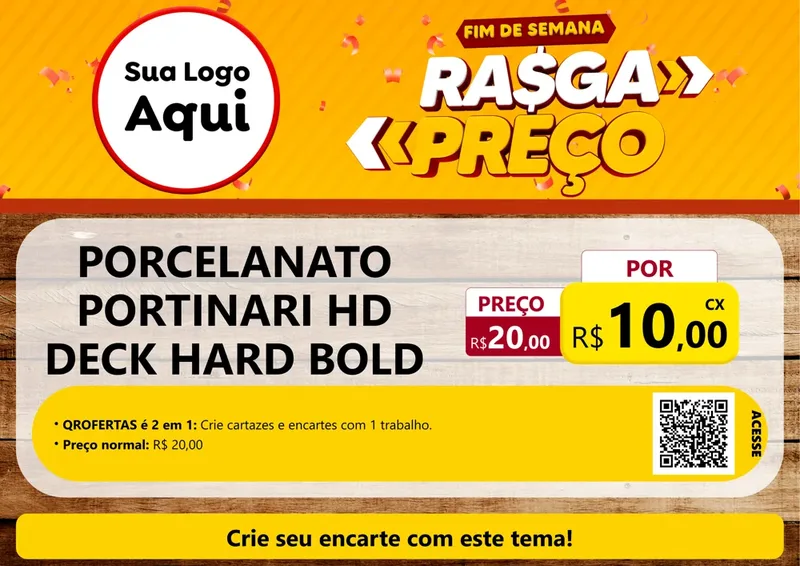 Modelo de Cartaz para Cartaz A4 Horizontal com o tema Fim de Semana Rasga Preços para Pisos e revestimentos