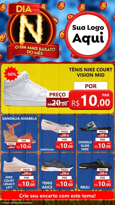 Modelo de Rede Social para Stories com o tema Dia N - O Dia Mais Barato Do Mês para Calçados