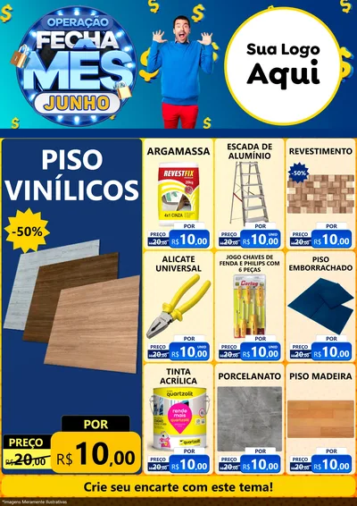 Modelo de Encarte para Encarte A4 Vertical com o tema Operação Fecha Mês, Junho para Material para Construção