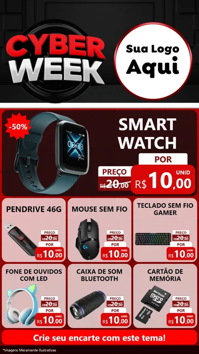 Modelo de Rede Social para Stories com o tema Cyber Week para Informática