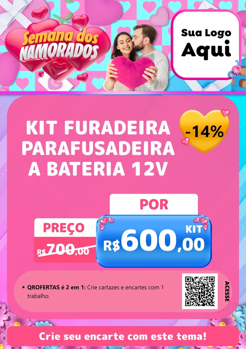 Modelo de Cartaz para Cartaz A4 Vertical com o tema Semana dos Namorados para Maquinas e Ferramentas