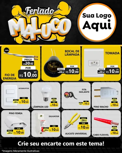 Modelo de Rede Social para Feed Instagram com o tema Feriado Maluco para Materiais Elétricos