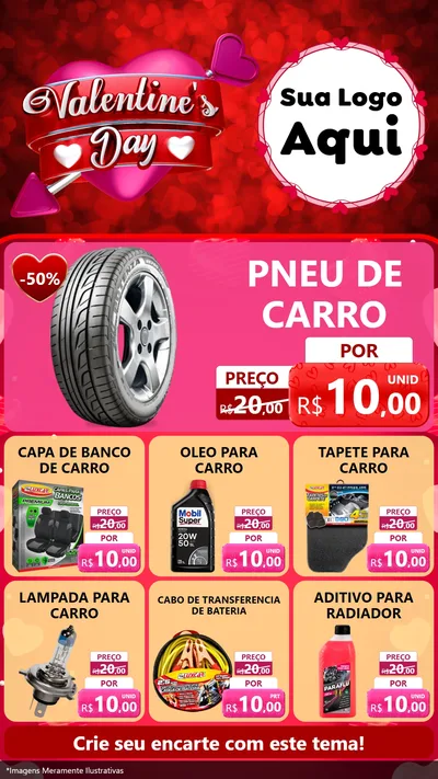 Modelo de Rede Social para Stories com o tema Valentine's Day para Auto peças