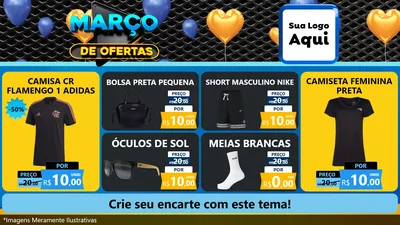 Modelo de TV para TV Horizontal com o tema Março de Ofertas para Roupas e acessórios