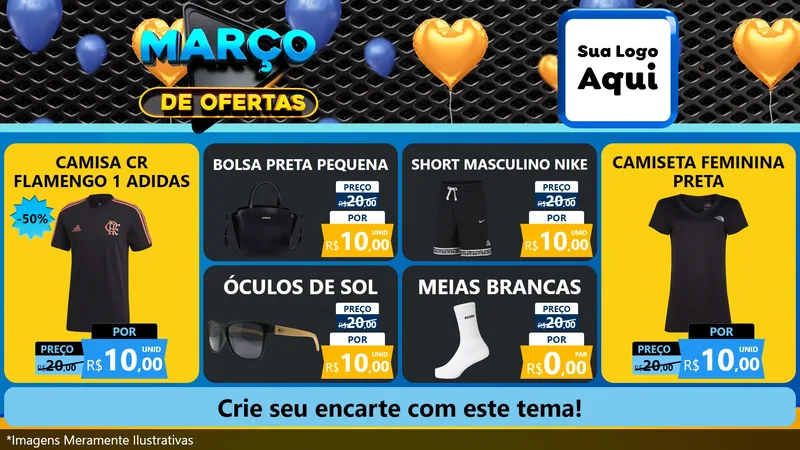 Modelo de TV para TV Horizontal com o tema Março de Ofertas para Roupas e acessórios