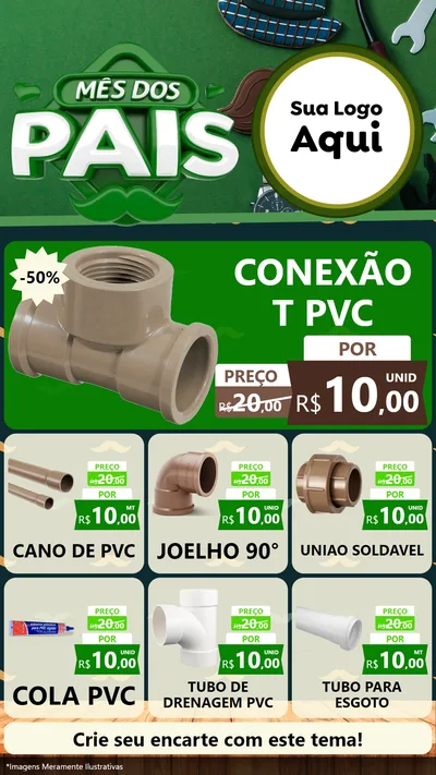 Modelo de Rede Social para Stories com o tema Mês dos Pais para Tubos e conexões