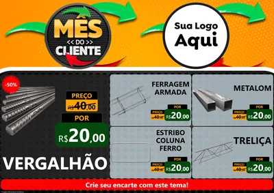 Modelo de Encarte para Encarte A4 Horizontal com o tema Mês do Cliente para Ferragens