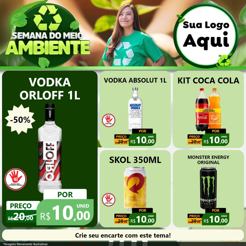Modelo de Rede Social para Feed Facebook com o tema Semana do Meio Ambiente para Distribuidora de bebidas