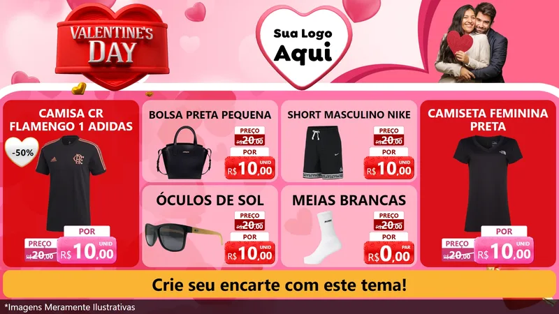Modelo de TV para TV Horizontal com o tema Valentine's Day para Roupas e acessórios