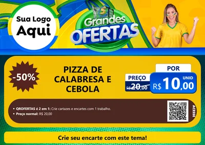 Modelo de Cartaz para Cartaz A4 Horizontal com o tema Grandes Ofertas para Pizzaria