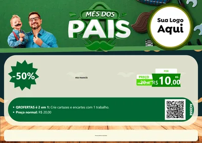 Modelo de Cartaz para Cartaz A4 Horizontal com o tema Mês dos Pais para Padaria