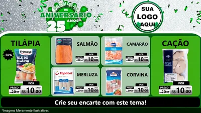 Modelo de TV para TV Horizontal com o tema Promoção de Aniversário - 25 Anos para Peixaria
