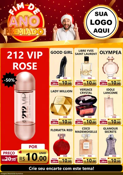 Modelo de Encarte para Encarte A4 Vertical com o tema Fim de Ano Premiado para Perfumes