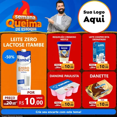 Modelo de Rede Social para Feed Facebook com o tema Semana Queima de Estoque para Frios e Laticínios