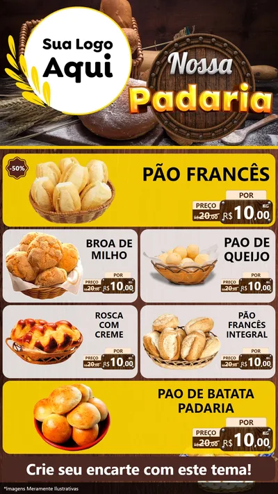 Modelo de TV para TV Vertical com o tema Nossa Padaria para Padaria