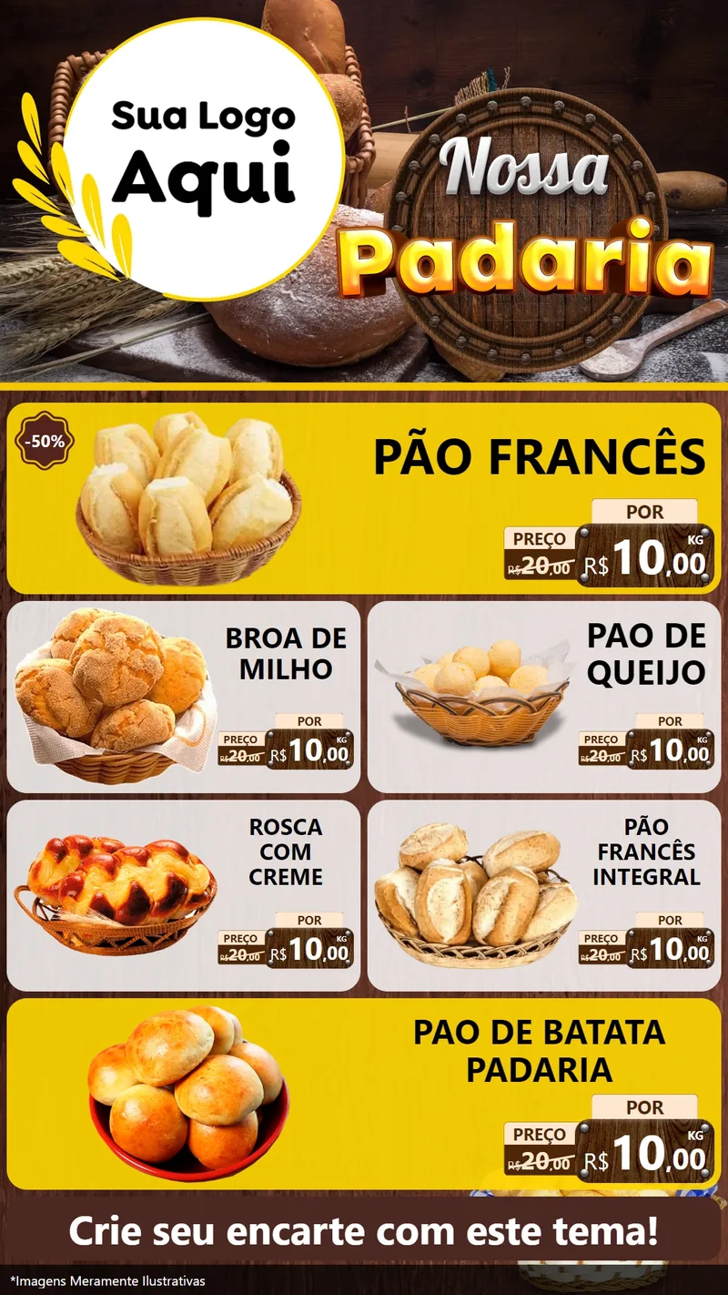 Modelo de TV para TV Vertical com o tema Nossa Padaria para Padaria