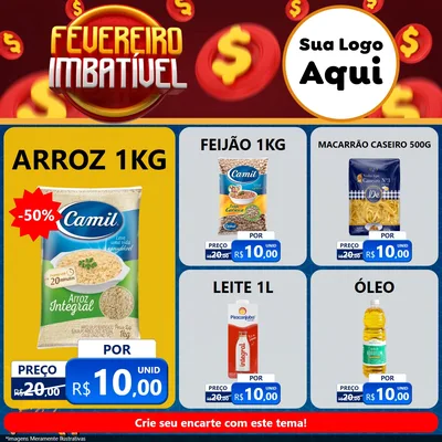 Modelo de Rede Social para Feed Facebook com o tema Fevereiro Imbatível para Supermercado