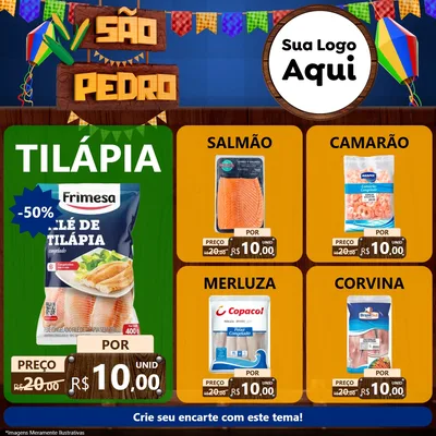 Modelo de Rede Social para Feed Facebook com o tema São Pedro para Peixaria