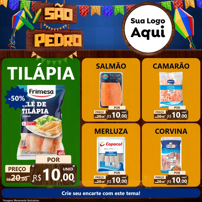 Modelo de Rede Social para Feed Facebook com o tema São Pedro para Peixaria
