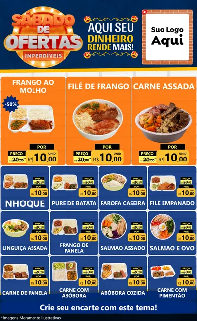Modelo de Encarte para Encarte Grande com o tema Sábado de Ofertas Imperdíveis para Restaurante