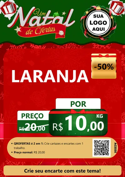 Modelo de Cartaz para Cartaz A4 Vertical com o tema Um Natal de Ofertas para Hortifrúti