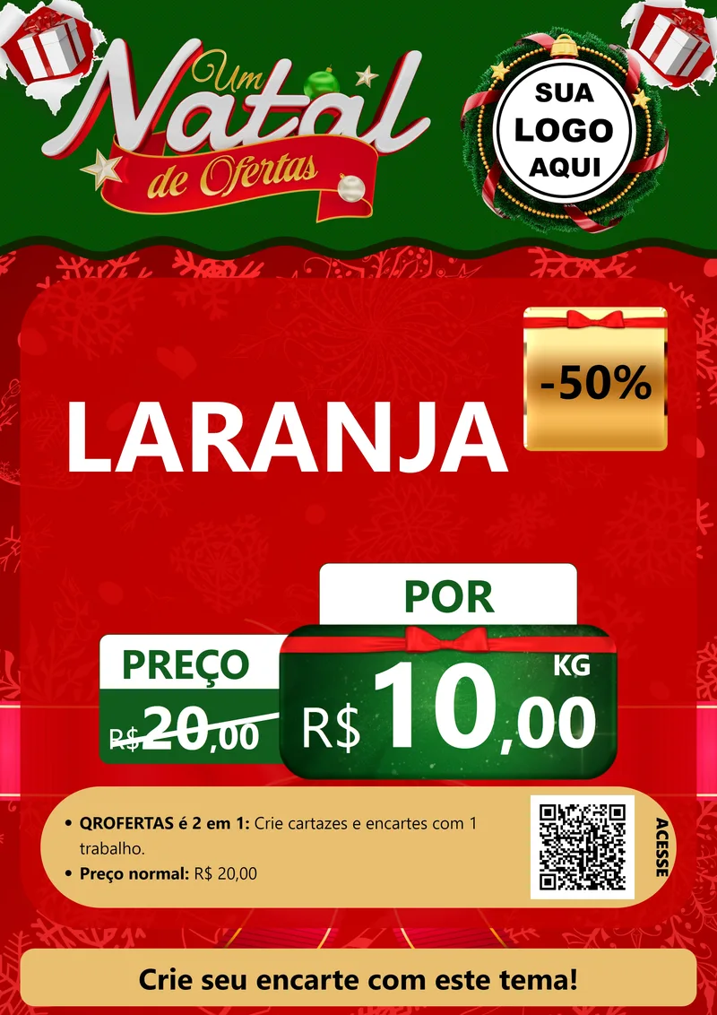 Modelo de Cartaz para Cartaz A4 Vertical com o tema Um Natal de Ofertas para Hortifrúti