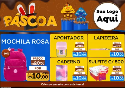 Modelo de Encarte para Encarte A4 Horizontal com o tema Páscoa para Papelaria