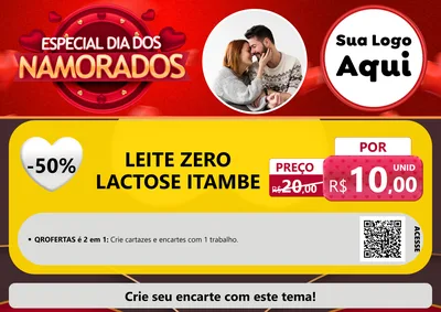 Modelo de Cartaz para Cartaz A4 Horizontal com o tema Especial Dia Dos Namorados para Frios e Laticínios