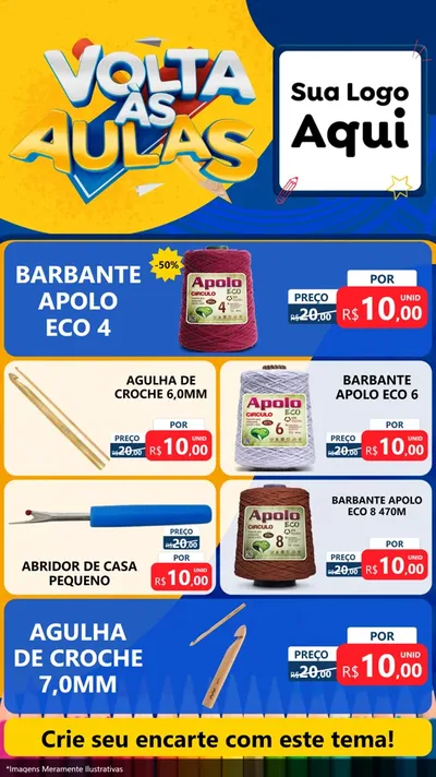 Modelo de TV para TV Vertical com o tema Volta Às Aulas para Armarinho e Aviamentos