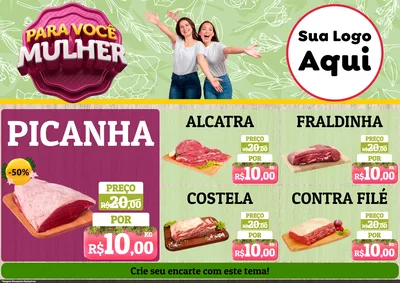 Modelo de Encarte para Encarte A4 Horizontal com o tema Para Você Mulher para Açougue