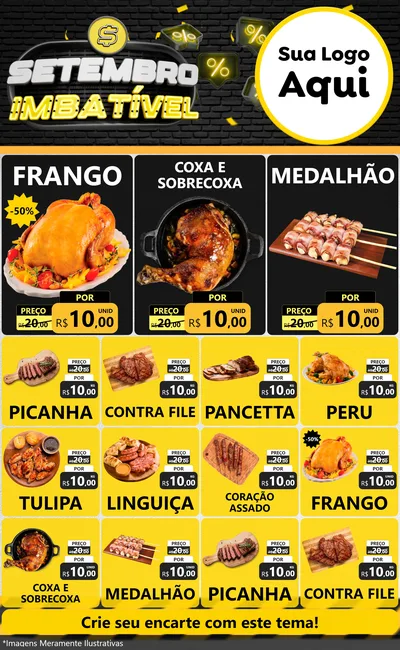 Modelo de Encarte para Encarte Grande com o tema Setembro Imbatível para Assados