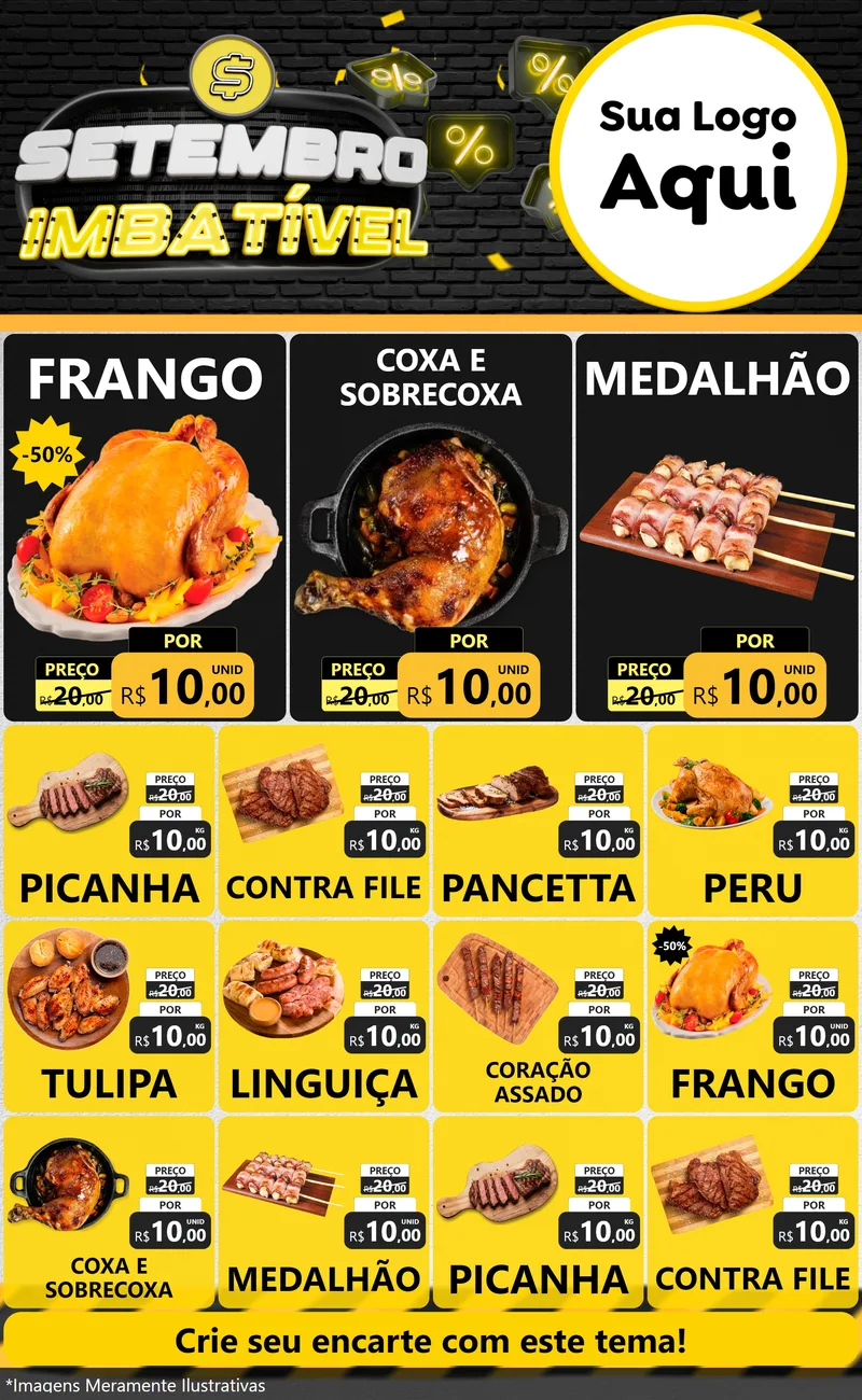 Modelo de Encarte para Encarte Grande com o tema Setembro Imbatível para Assados