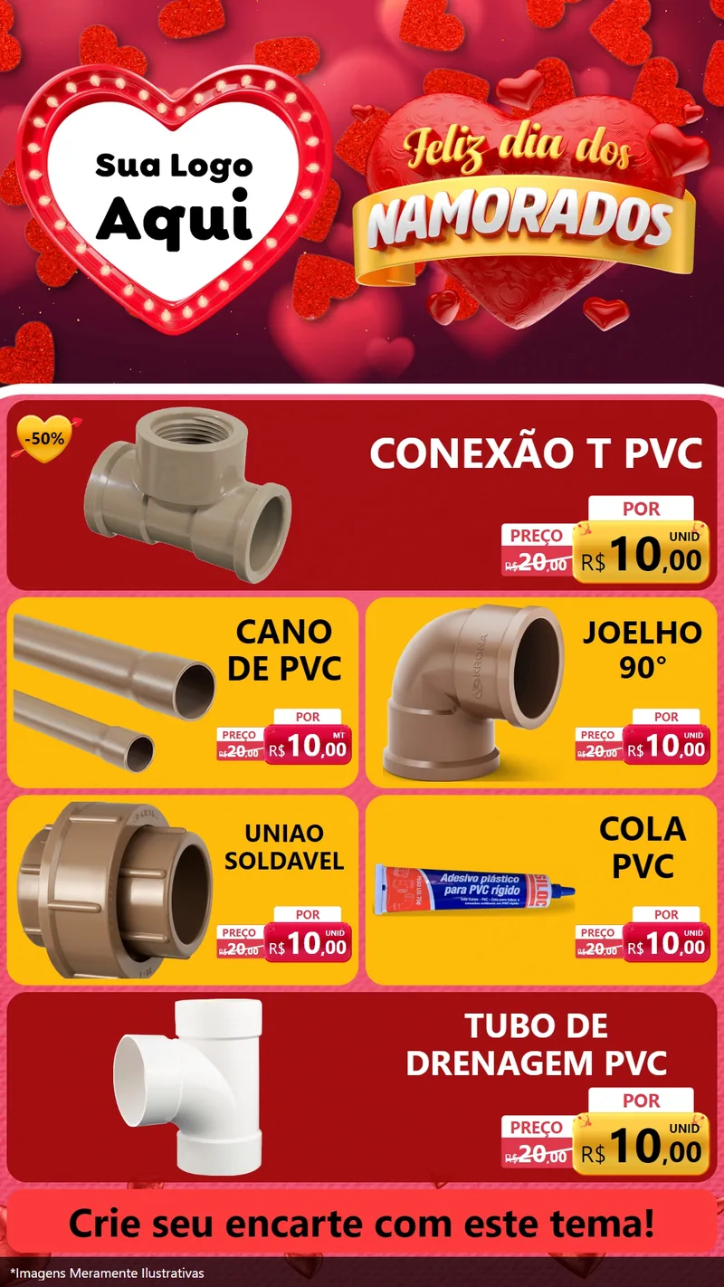 Modelo de TV para TV Vertical com o tema Feliz Dia Dos Namorados para Tubos e conexões