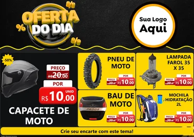Modelo de Encarte para Encarte A4 Horizontal com o tema Oferta Do Dia para Moto peças