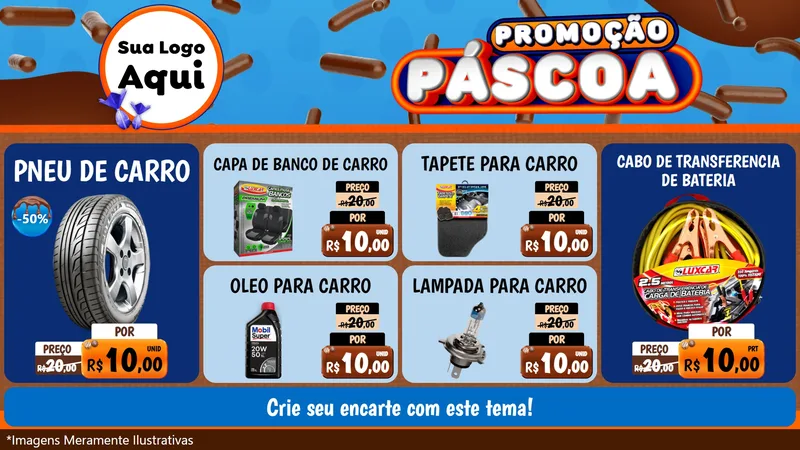 Modelo de TV para TV Horizontal com o tema Promoção Páscoa para Auto peças