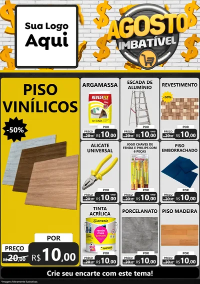 Modelo de Encarte para Encarte A4 Vertical com o tema Agosto imbatível para Material para Construção