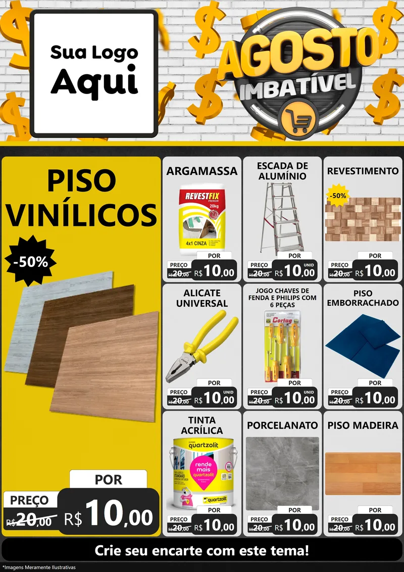 Modelo de Encarte para Encarte A4 Vertical com o tema Agosto imbatível para Material para Construção