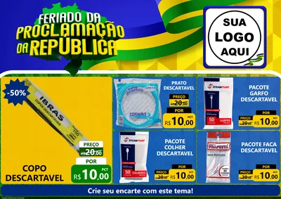 Modelo de Encarte para Encarte A4 Horizontal com o tema Feriado da Proclamação da República para Embalagens