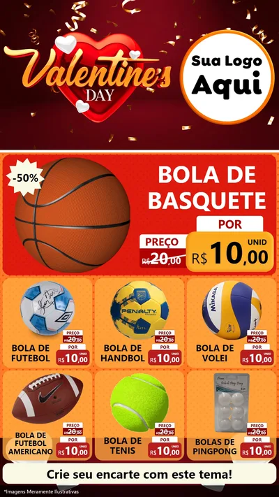 Modelo de Rede Social para Stories com o tema Valentine's Day para Artigos Esportivos