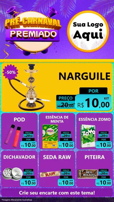 Modelo de Rede Social para Stories com o tema Pré-Carnaval Premiado para Tabacaria