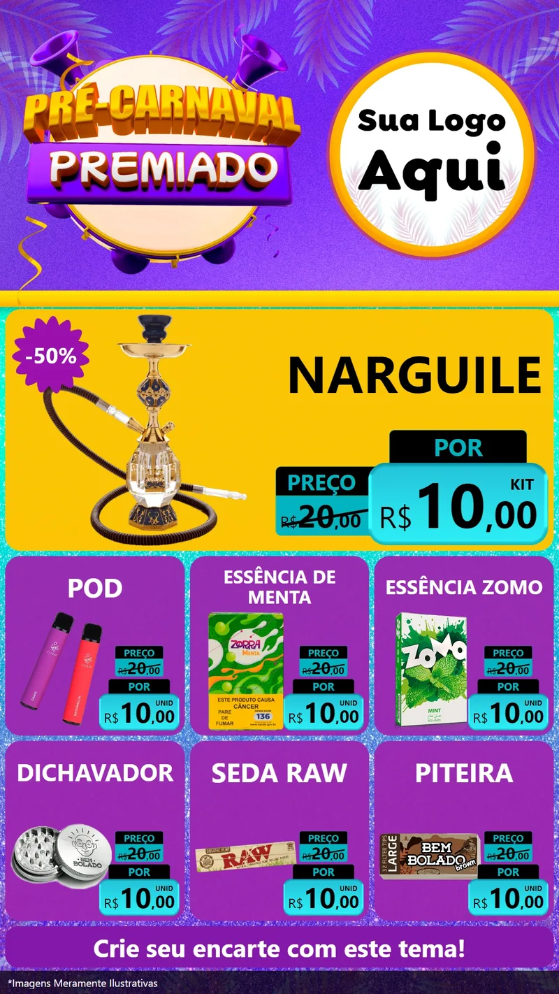 Modelo de Rede Social para Stories com o tema Pré-Carnaval Premiado para Tabacaria