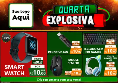 Modelo de Encarte para Encarte A4 Horizontal com o tema Quarta Explosiva para Informática