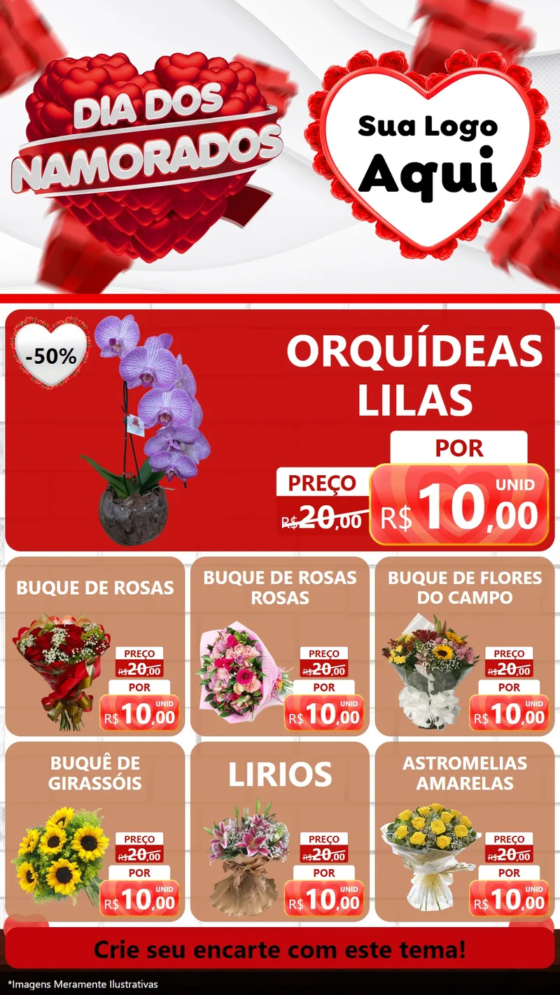 Modelo de Rede Social para Stories com o tema Dia dos Namorados para Floricultura e jardim