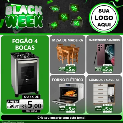 Modelo de Rede Social para Feed Facebook com o tema Black Week para Móveis e Eletro
