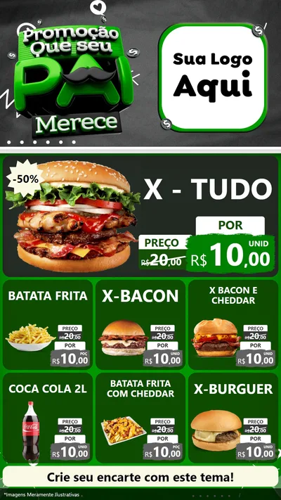 Modelo de Rede Social para Stories com o tema Promoção Que seu Pai Merece para Hamburgueria