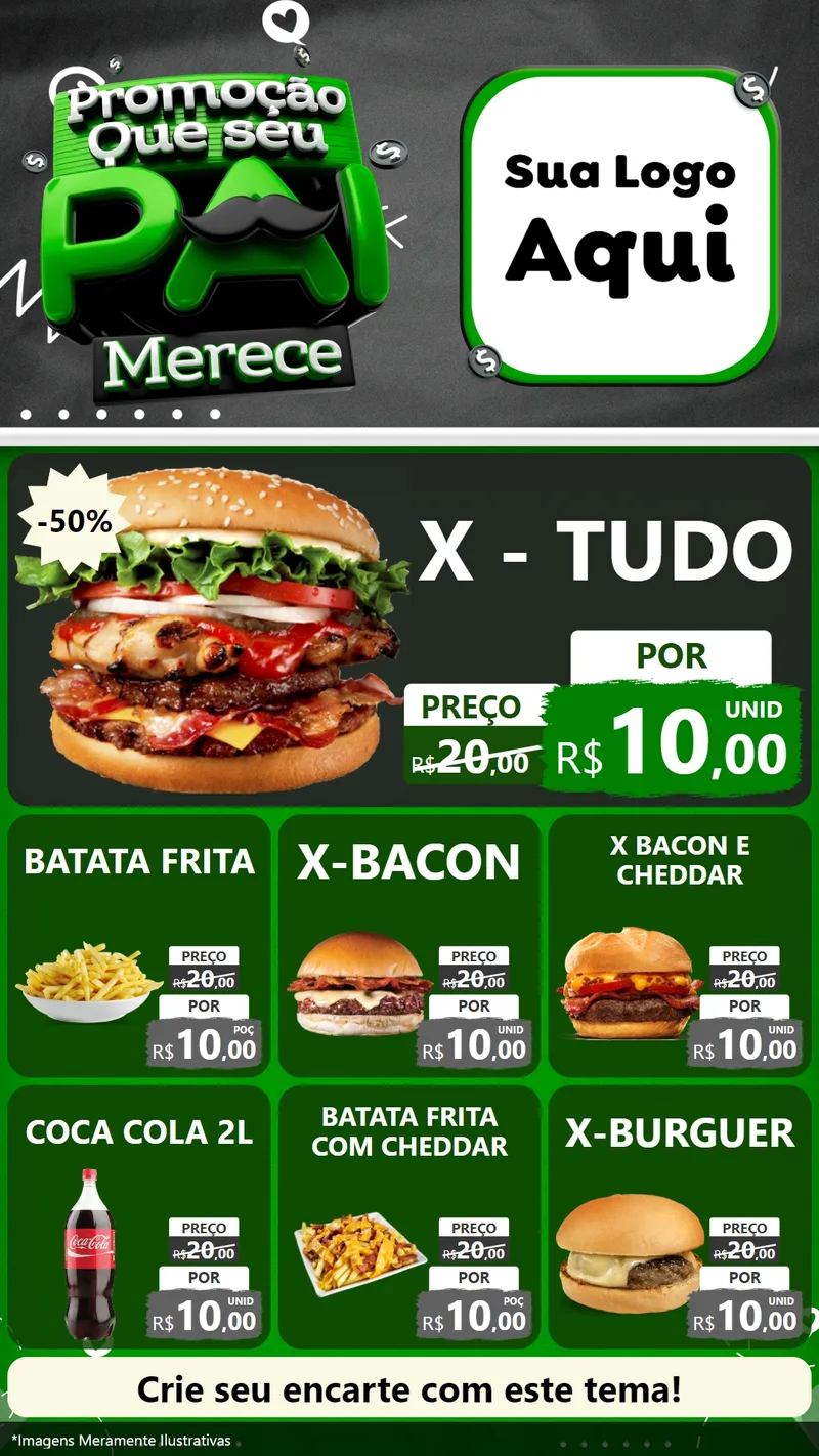 Modelo de Rede Social para Stories com o tema Promoção Que seu Pai Merece para Hamburgueria